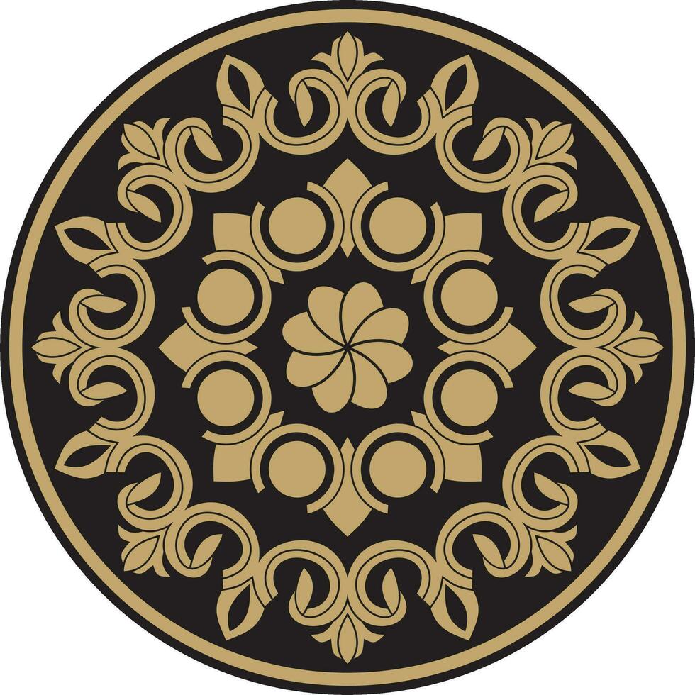 Vector golden and black round turkish ornament.