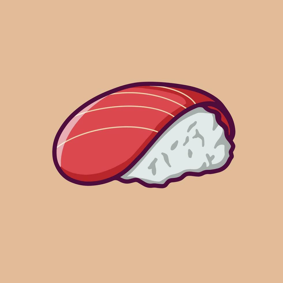 Sushi salmón dibujos animados icono vector