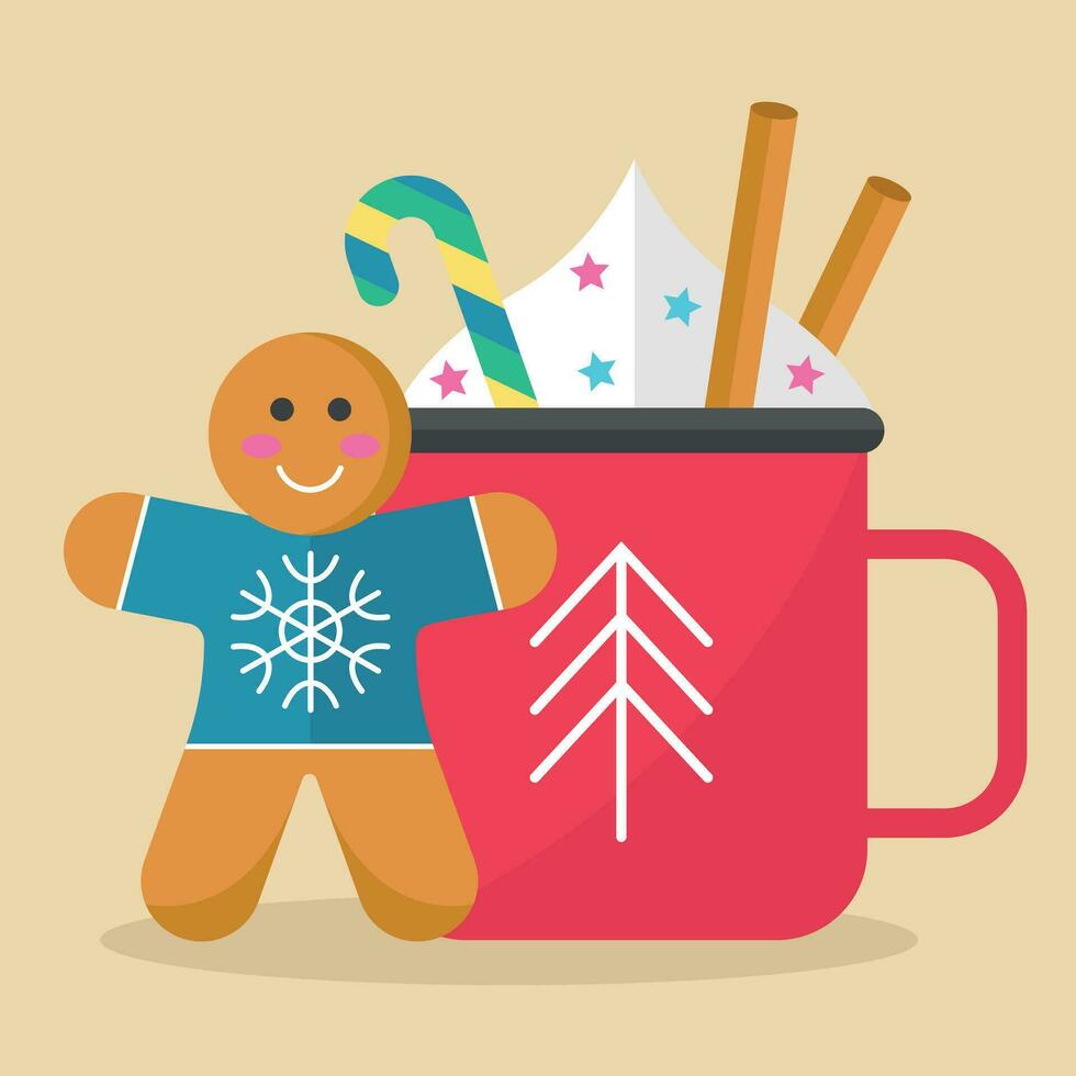 Hot Chocolate Christmas ginger man vector illustration
