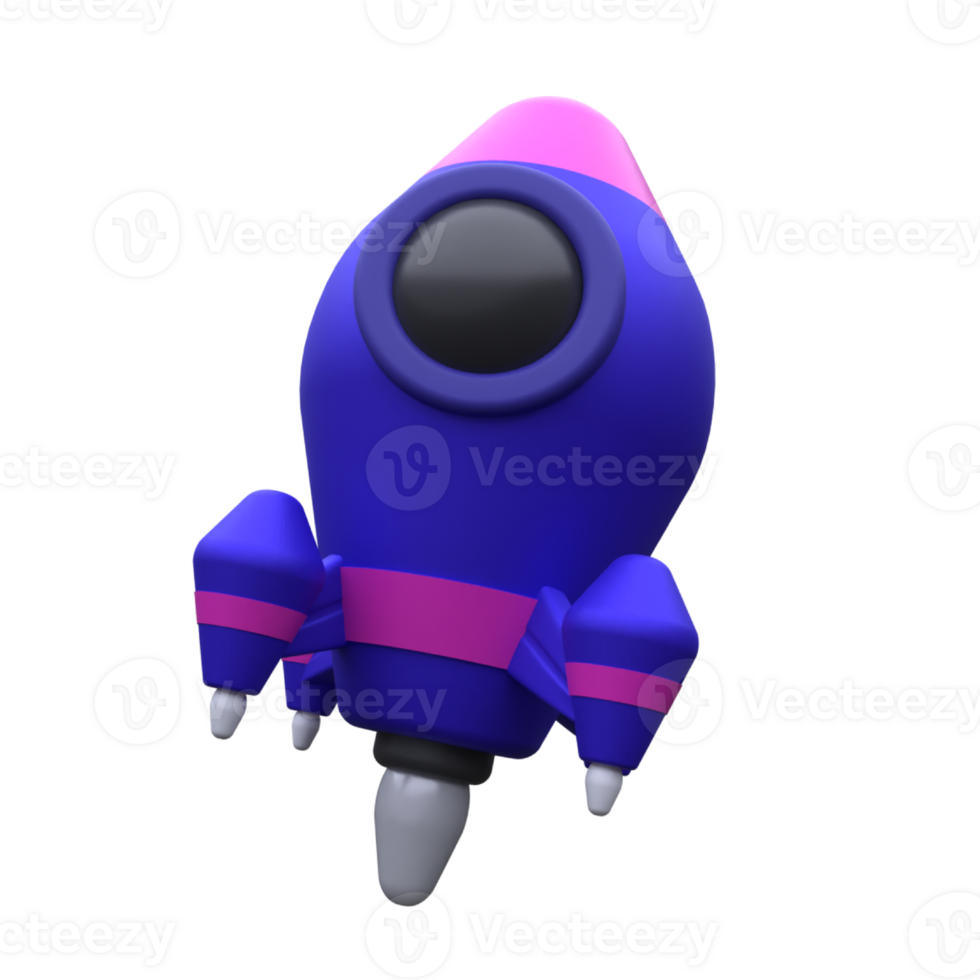 unique 3d rendering blue rocket icon illustration.Realistic vector illustration. png