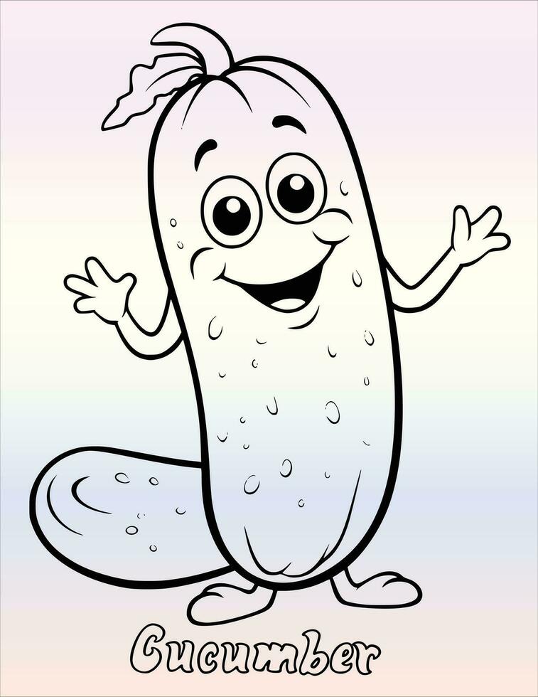 Cucumber Coloring Page Drawing For Kids vector