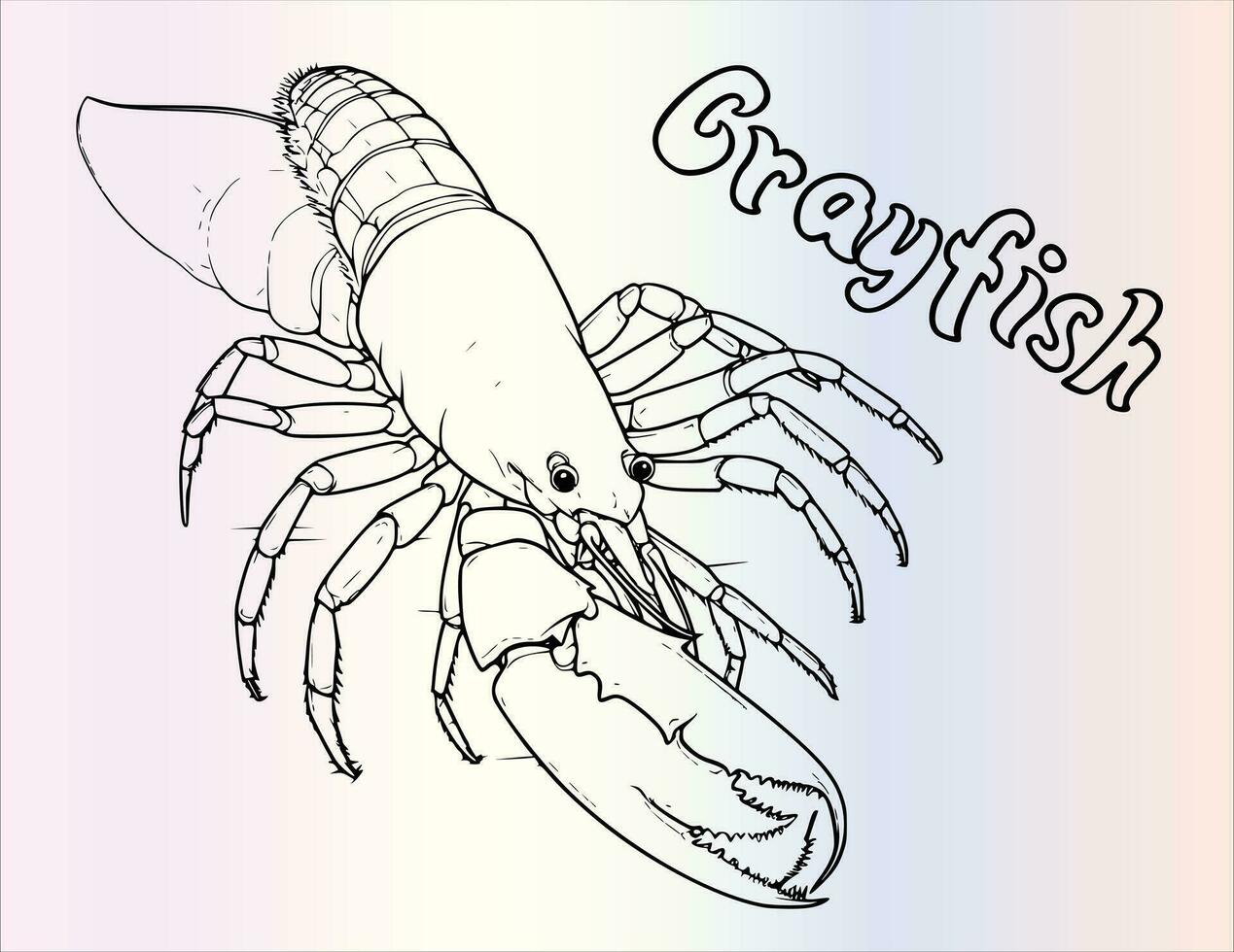 Crayfish In Sea Coloring Pages Drawing For Kids vector