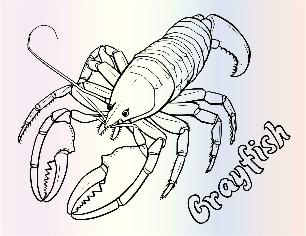 Crayfish In Sea Coloring Pages Drawing For Kids vector