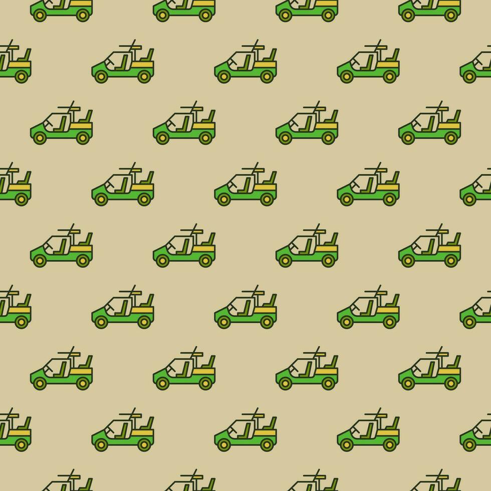 Armored Vehicle with Machine Gun vector Army Car colored seamless pattern