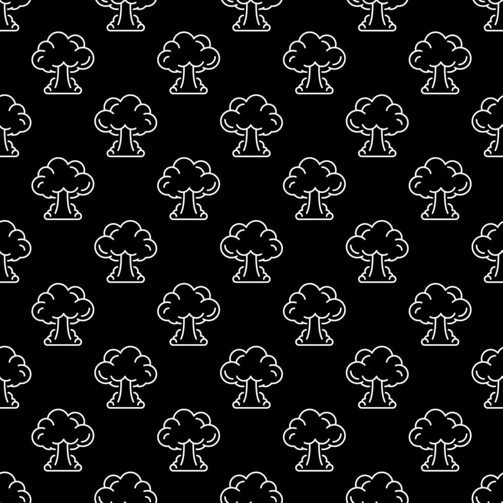 Nuclear Mushroom from Impact vector concept line dark seamless pattern