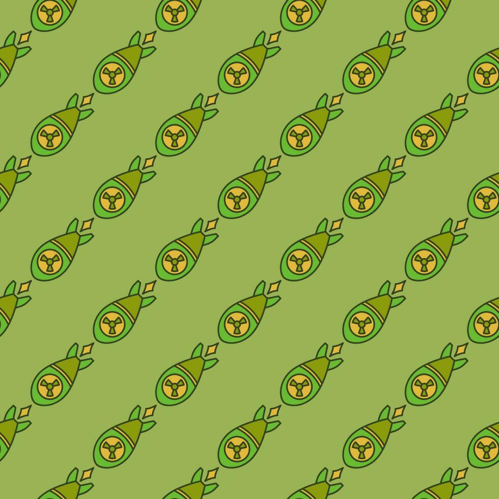 Nuclear Rocket vector concept colored seamless pattern. Missile background