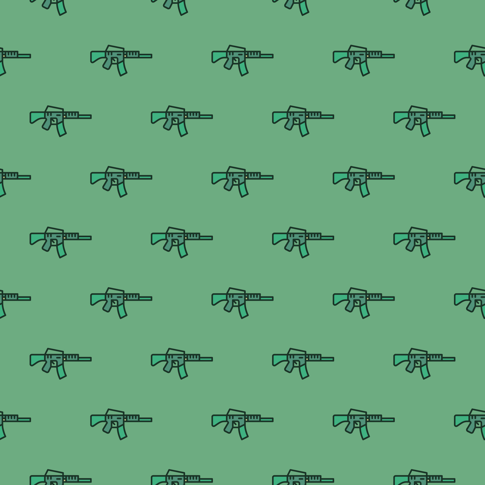 Assault Rifle vector concept colored seamless pattern. Automatic Rifle