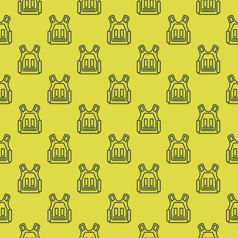 Bullet Proof Vest vector concept outline yellow seamless pattern