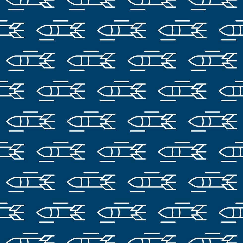 Rocket Weapon vector Missile concept blue linear seamless pattern