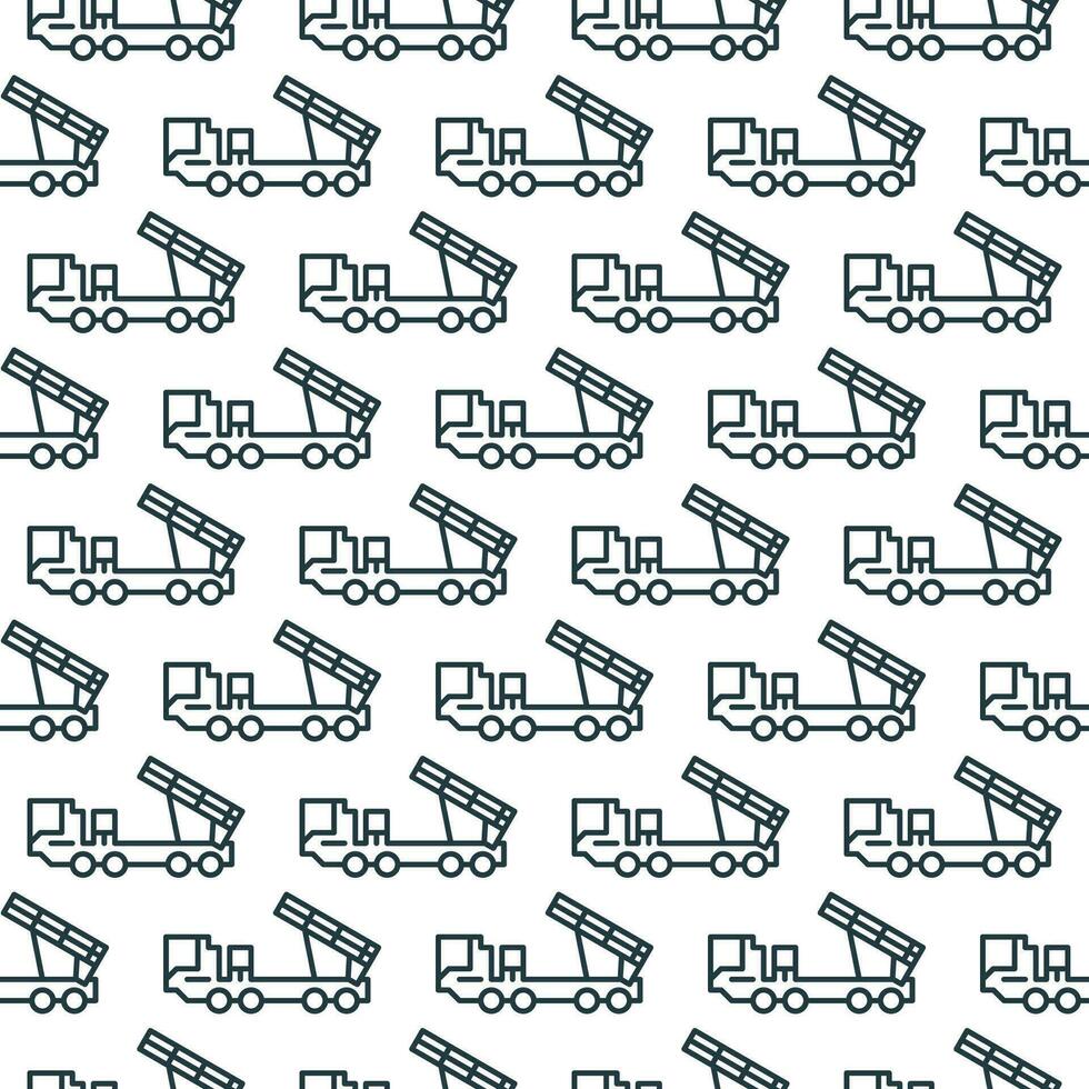 Multiple Launch Rocket System Vehicle vector concept line seamless pattern