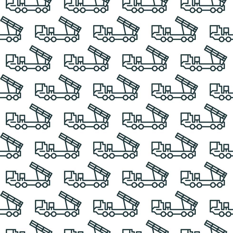 Multiple Launch Rocket System Vehicle vector concept line seamless pattern