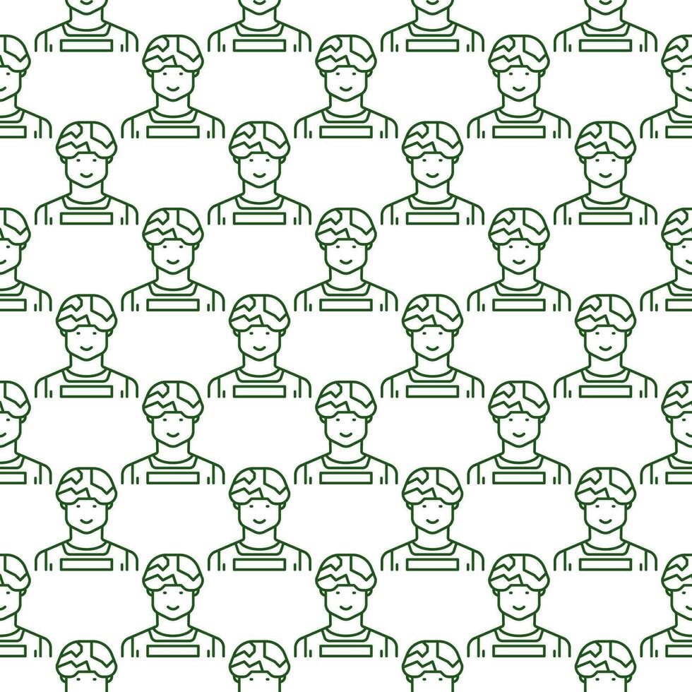 Military Man in a Helmet vector concept line seamless pattern - Soldiers background