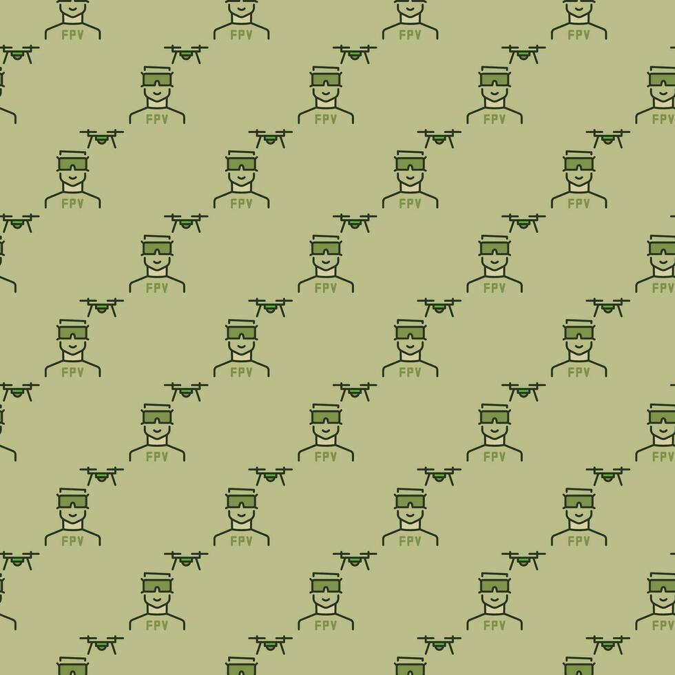 Man with FPV Drone vector concept modern seamless pattern