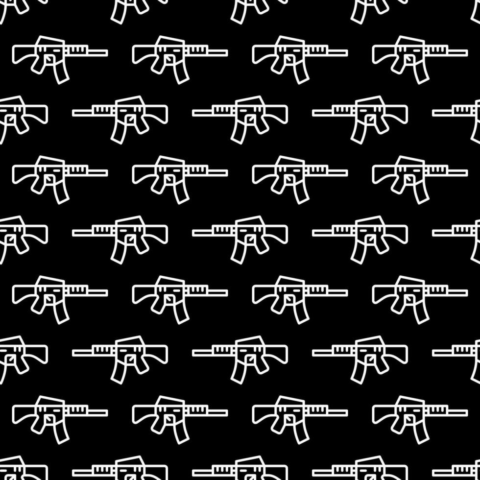 Automatic Rifle vector concept linear dark seamless pattern. Assault Rifle background