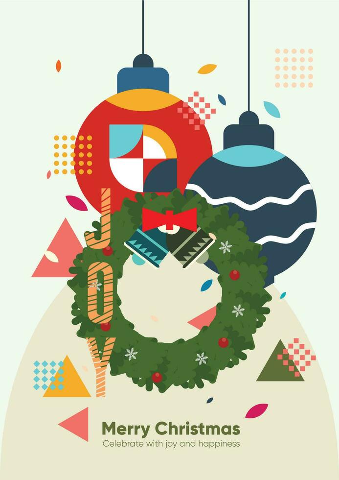 mínimo y moderno alegre Navidad en plano vector ilustración