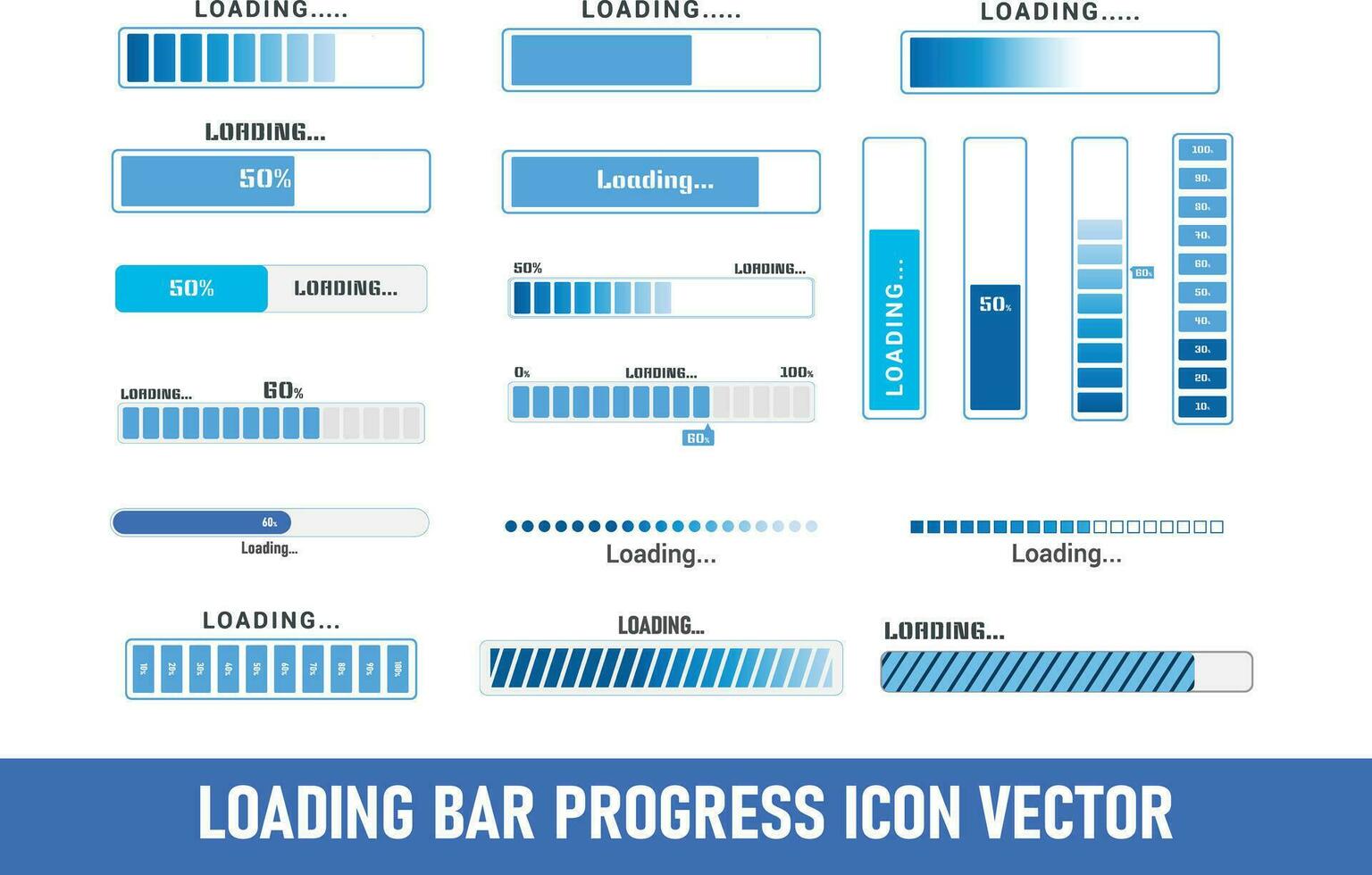 Loading bar progress icon set vector