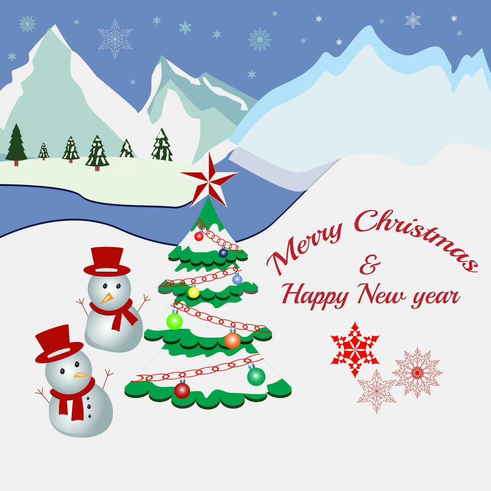Christmas greeting card with snow background vector