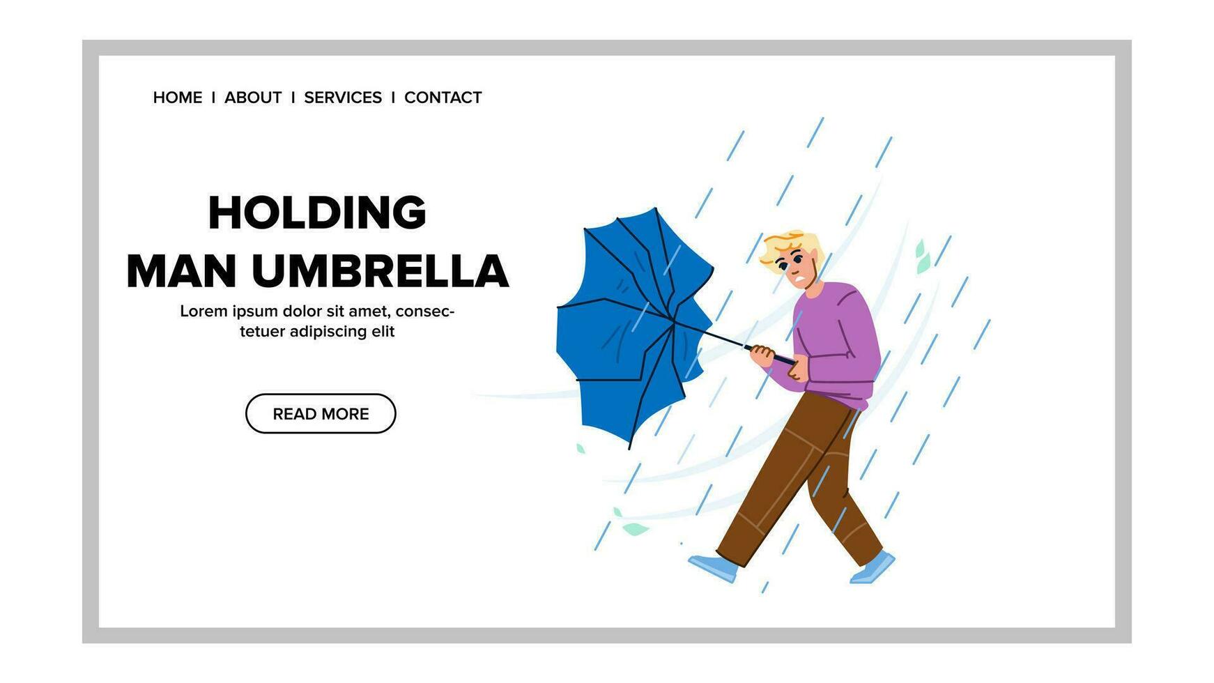 weather holding man umbrella vector