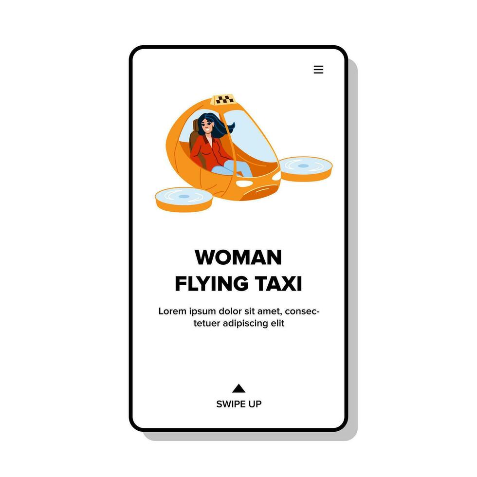 car woman flying taxi vector