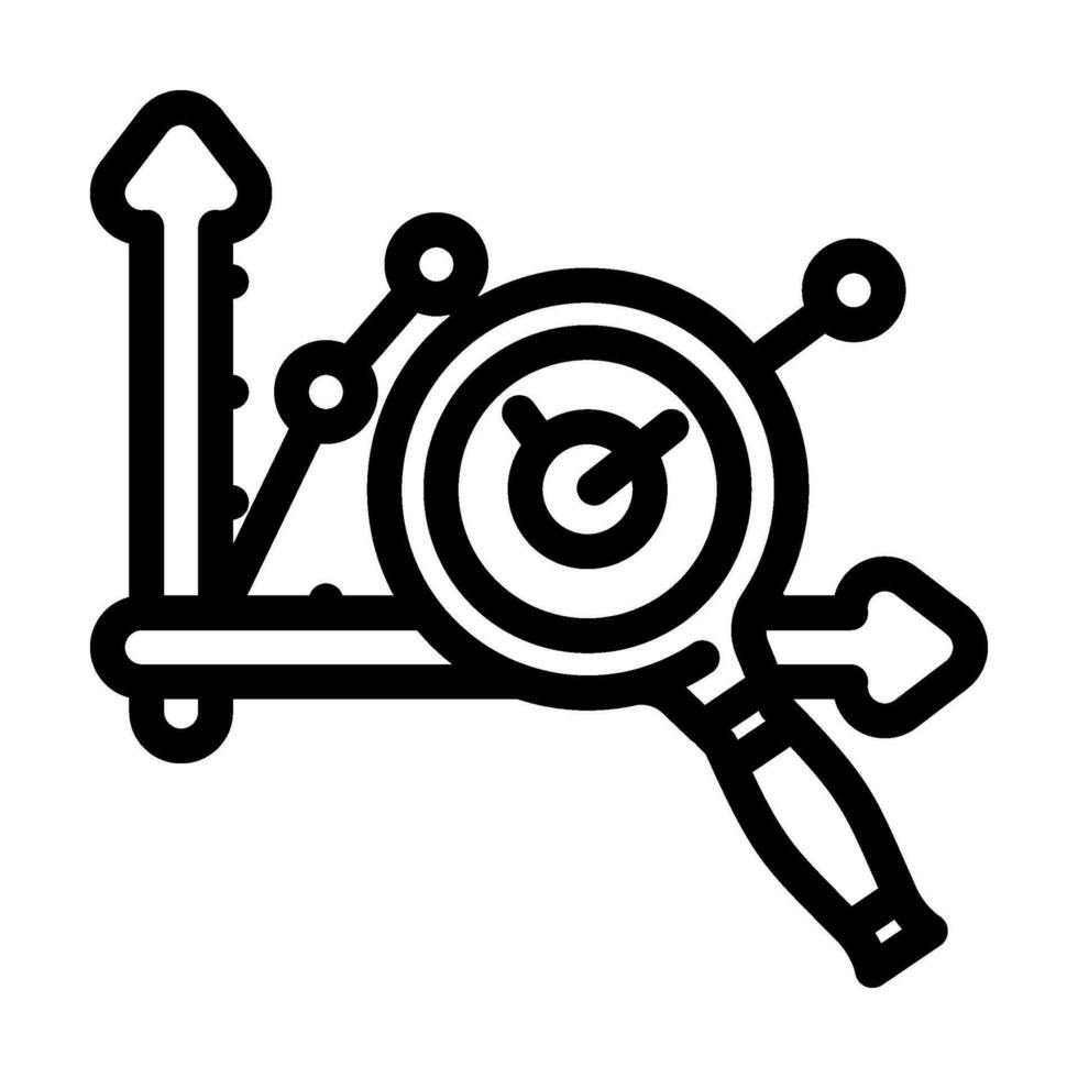 graph search magnifying glass line icon vector illustration