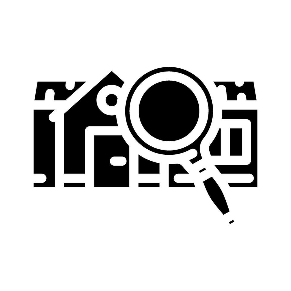 house searchmagnifying glass glyph icon vector illustration