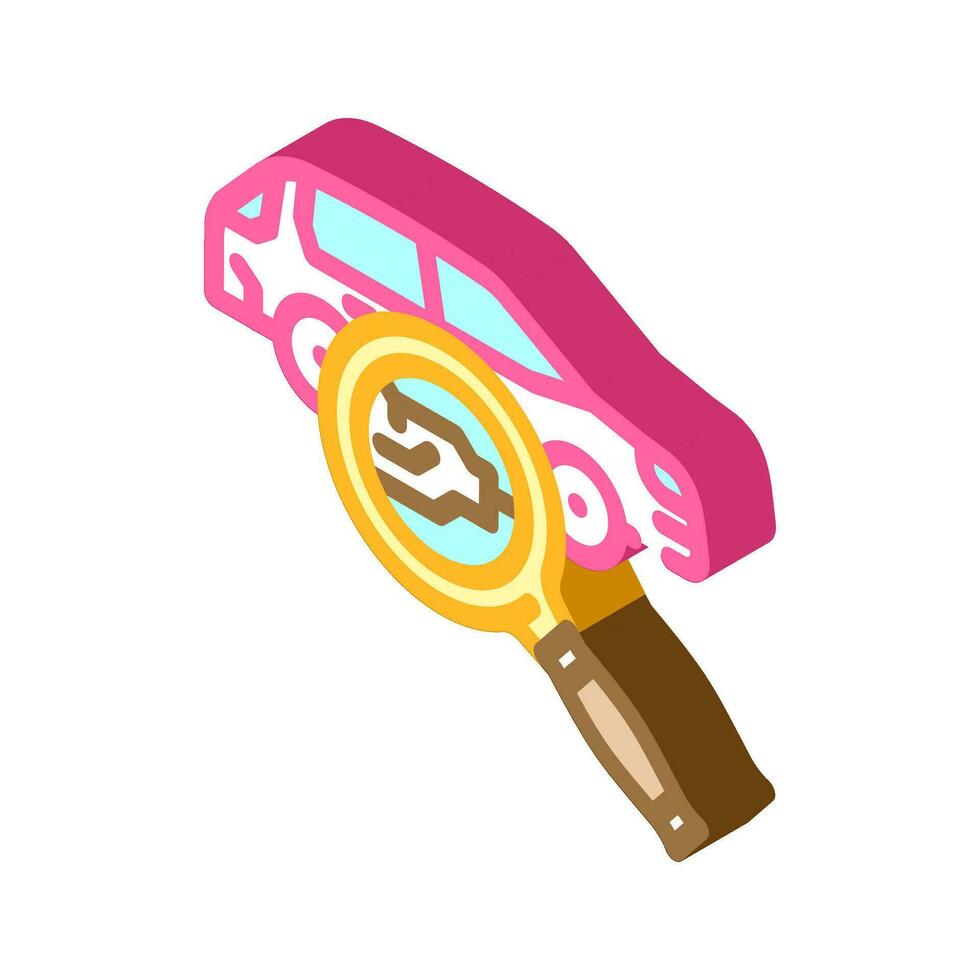 machine search magnifying glass isometric icon vector illustration