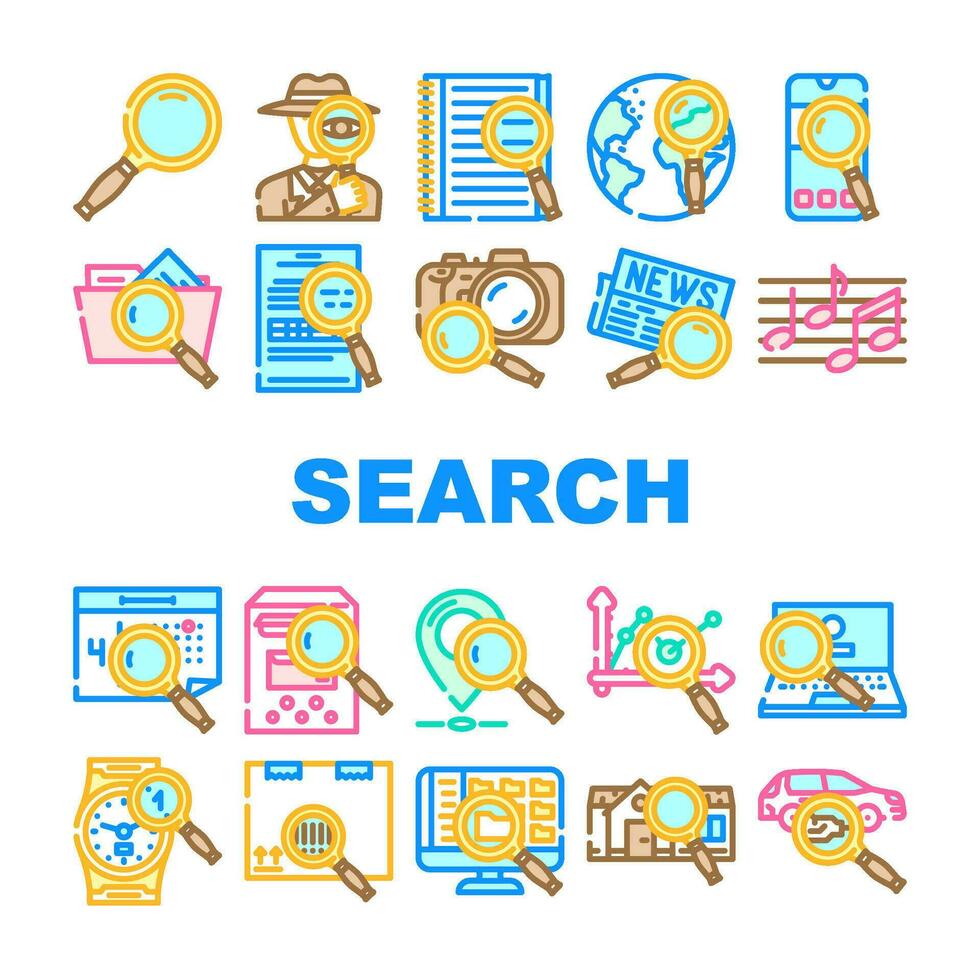 search web internet bar icons set vector
