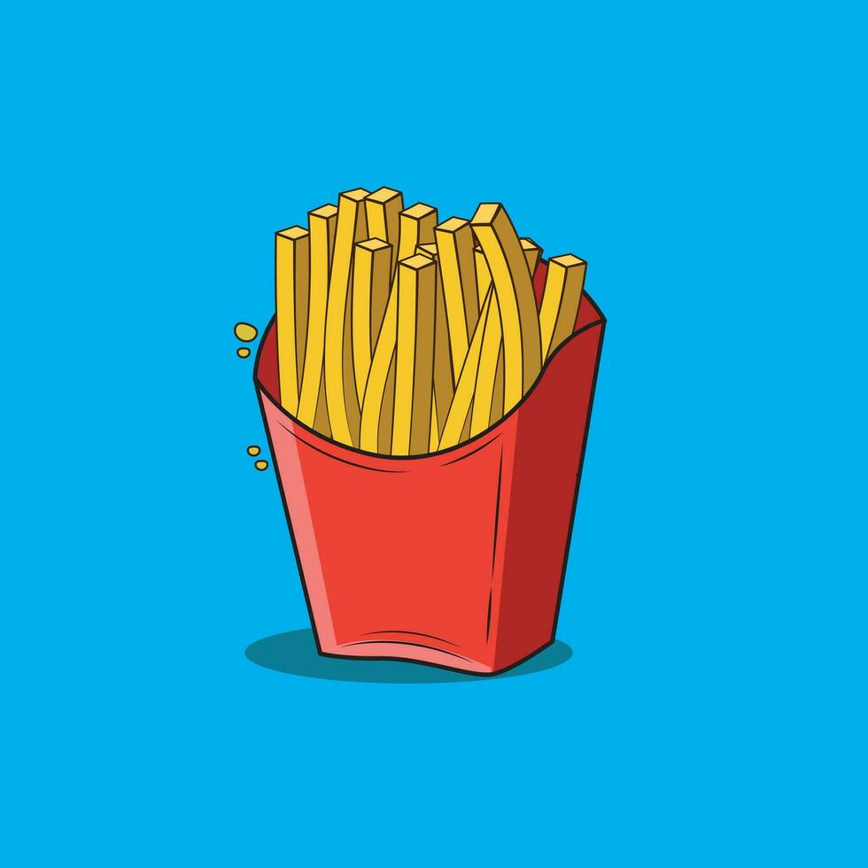 vector illustration of French fries  fast food cartoon