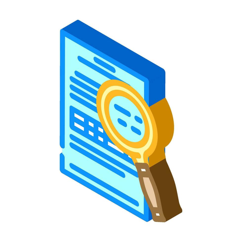 document searchmagnifying glass isometric icon vector illustration