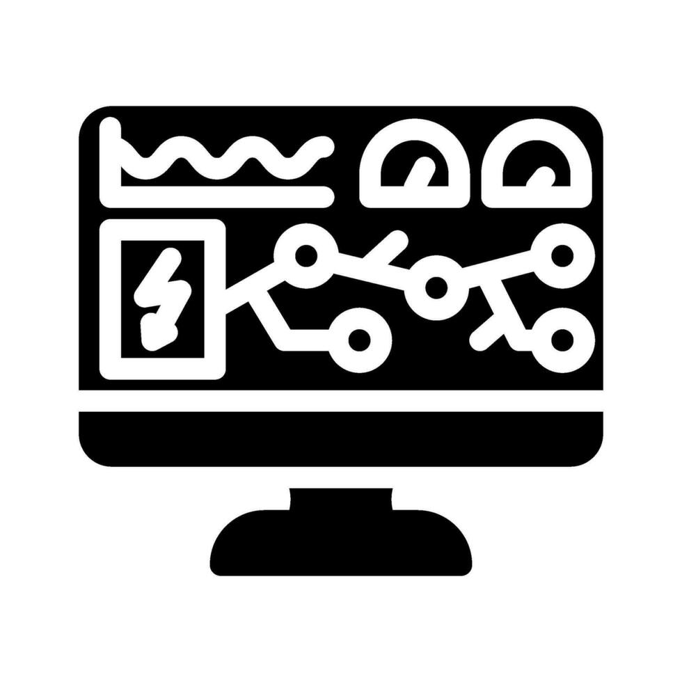 grid monitoring electric glyph icon vector illustration