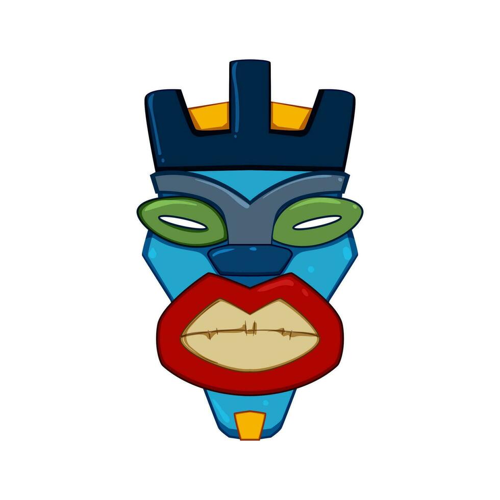 polynesian tiki mask cartoon vector illustration