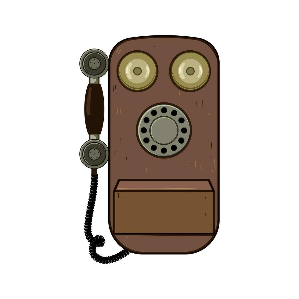 business telephone retro cartoon vector illustration