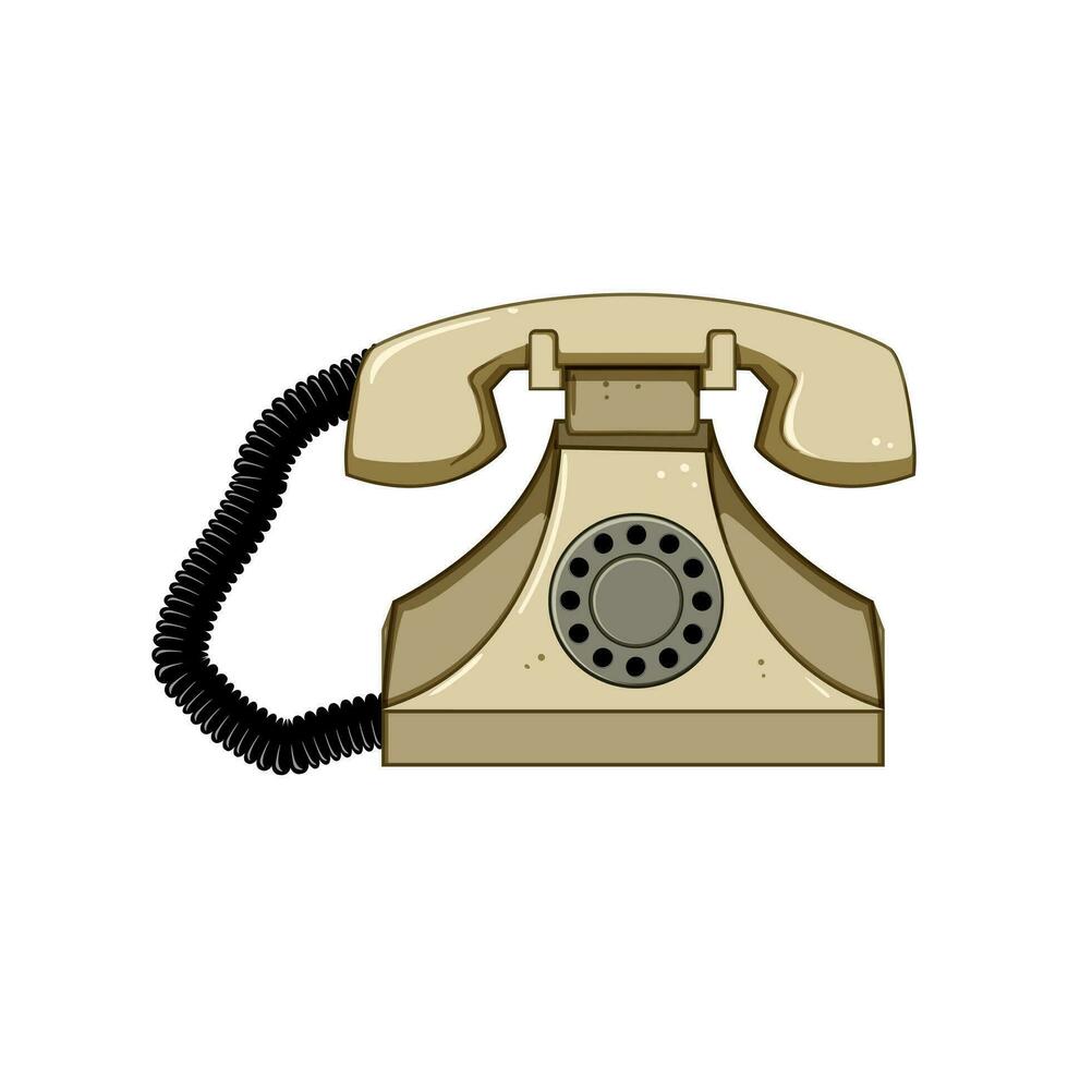 service telephone retro cartoon vector illustration