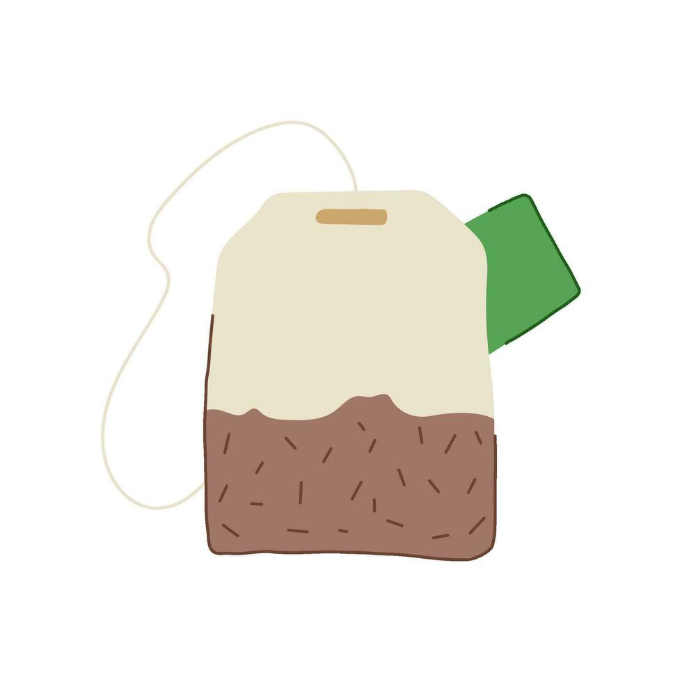 etiqueta bolsa de té dibujos animados vector ilustración