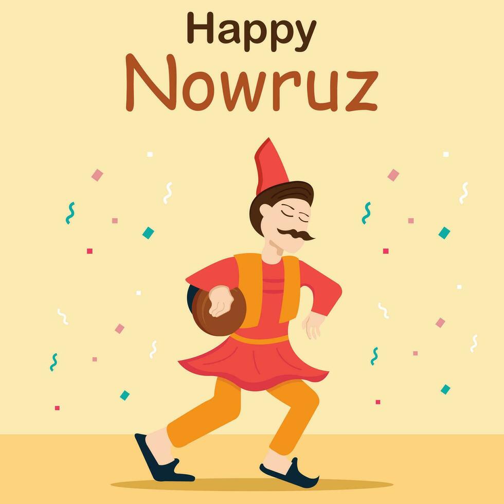 illustration vector graphic of a dancer carrying a tambourine, perfect for international day, happy nowruz, celebrate, greeting card, etc.