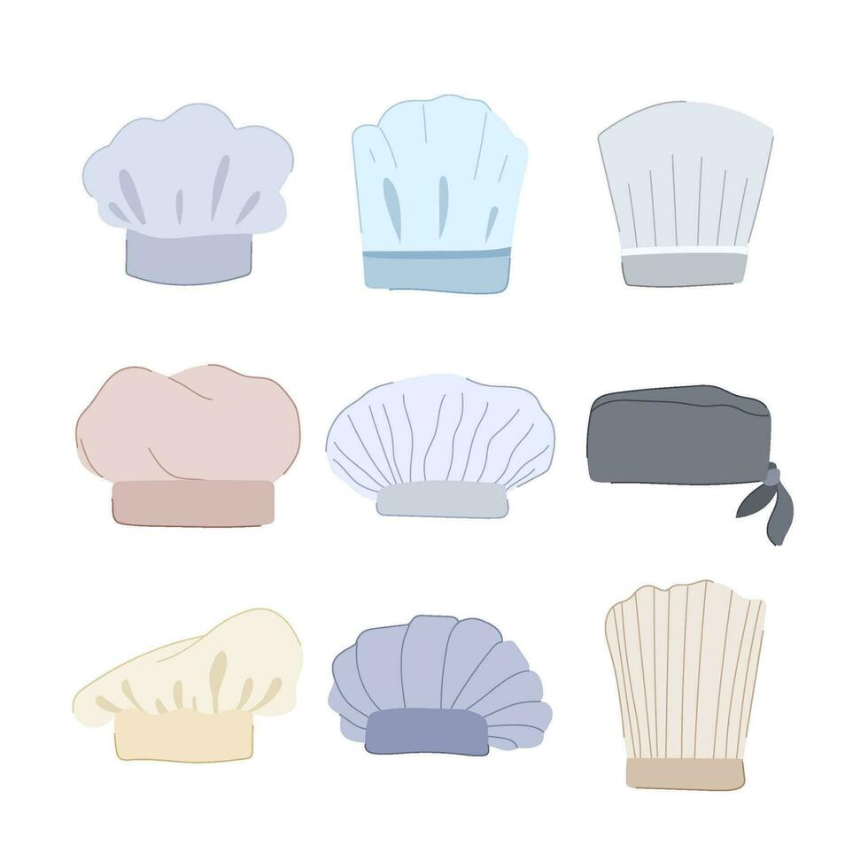 chef hat set cartoon vector illustration