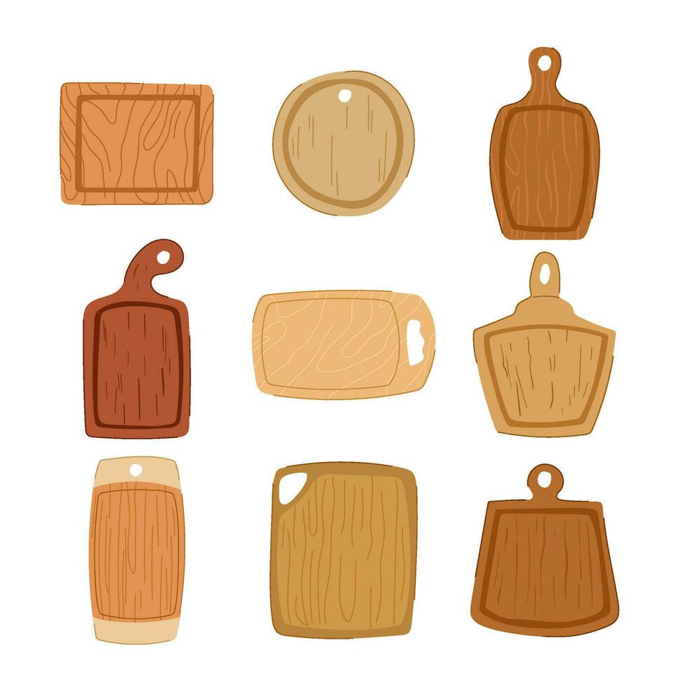 chopping board set cartoon vector illustration