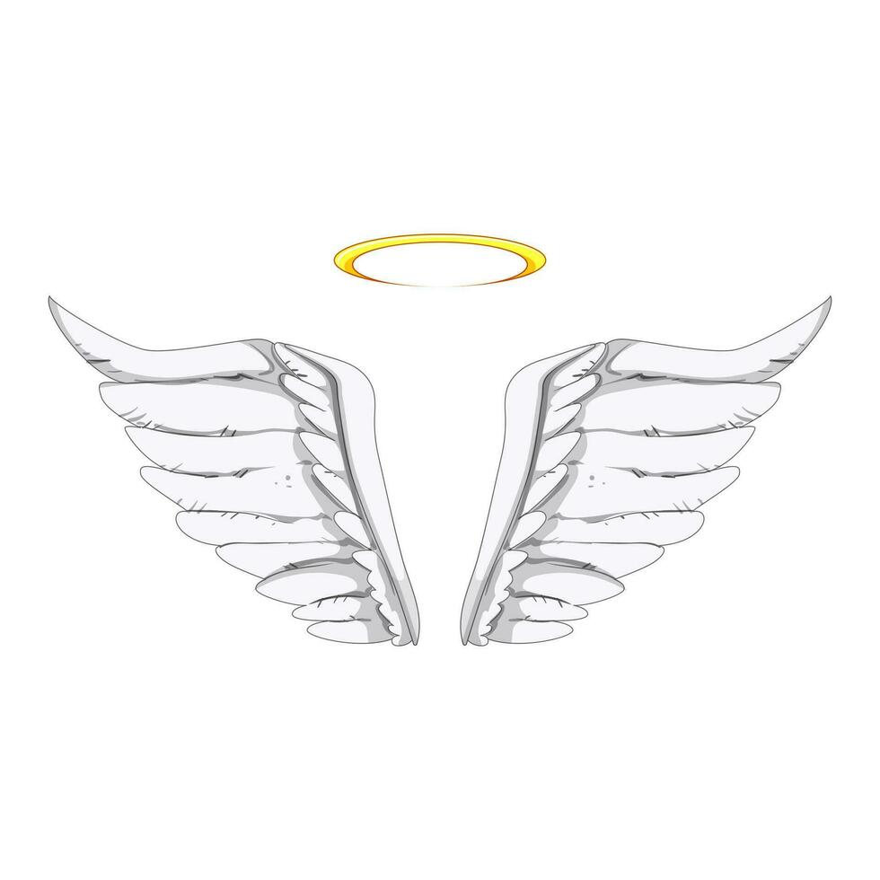 black wing angel cartoon vector illustration