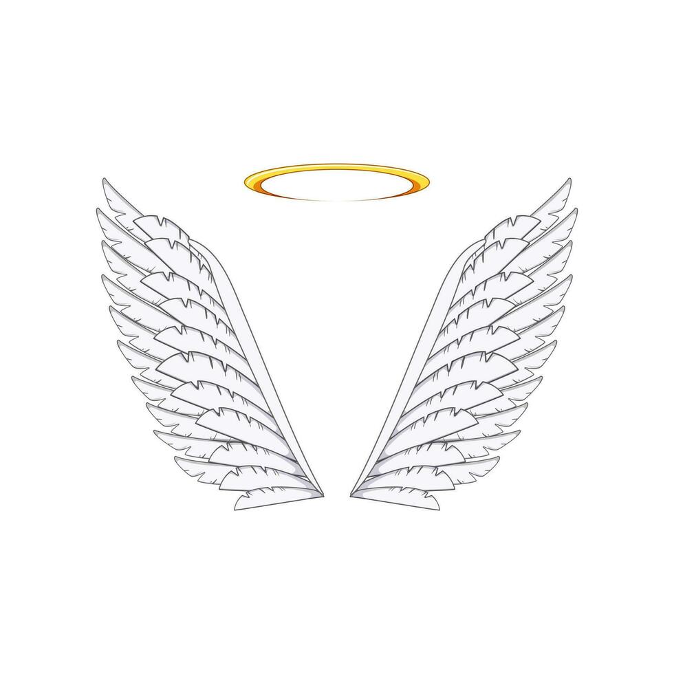 feather wing angel cartoon vector illustration