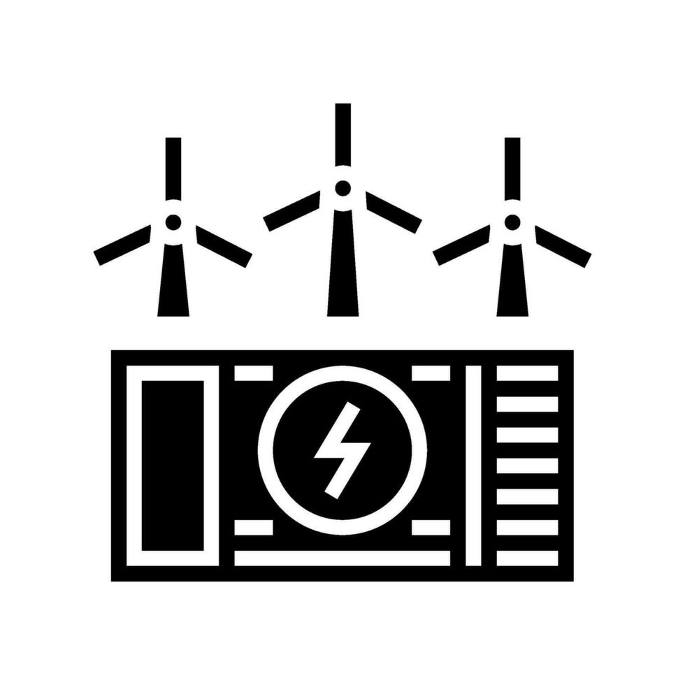 energía almacenamiento viento turbina glifo icono vector ilustración