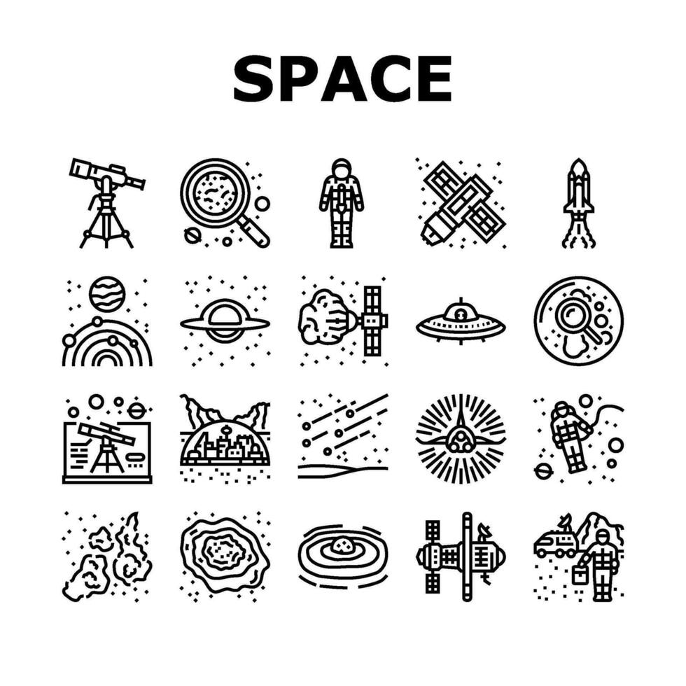 space exploration planet icons set vector