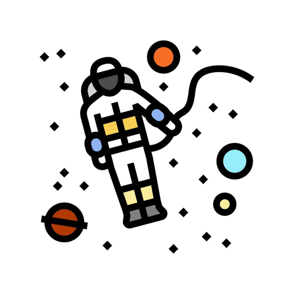 spacewalk space exploration color icon vector illustration