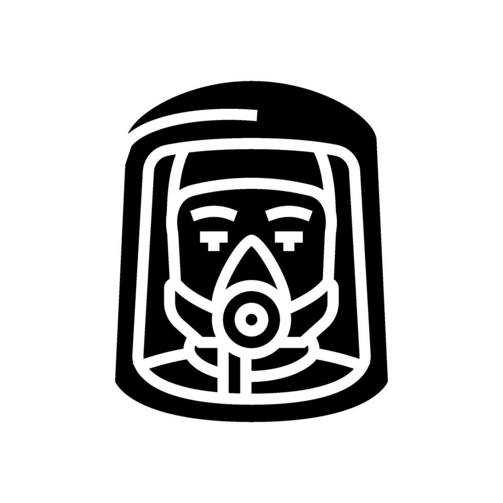 radioactivo máscara cara glifo icono vector ilustración