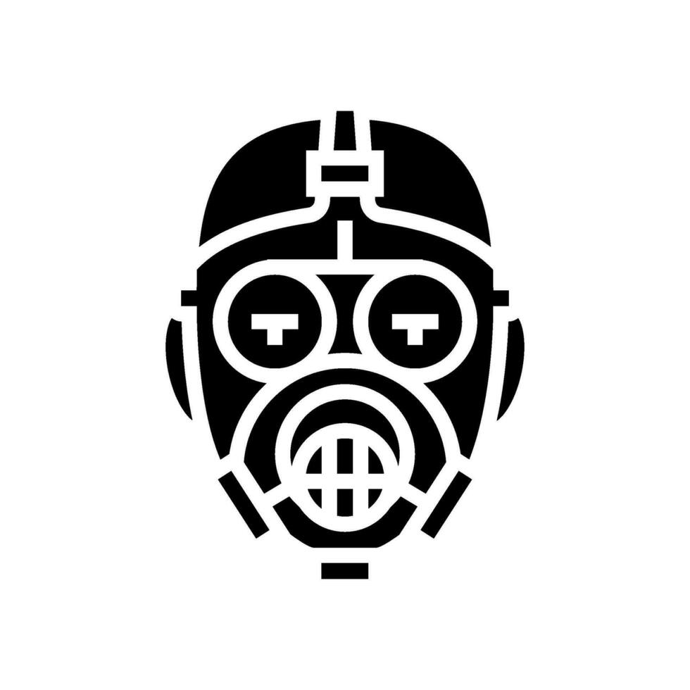 gas máscara cara glifo icono vector ilustración