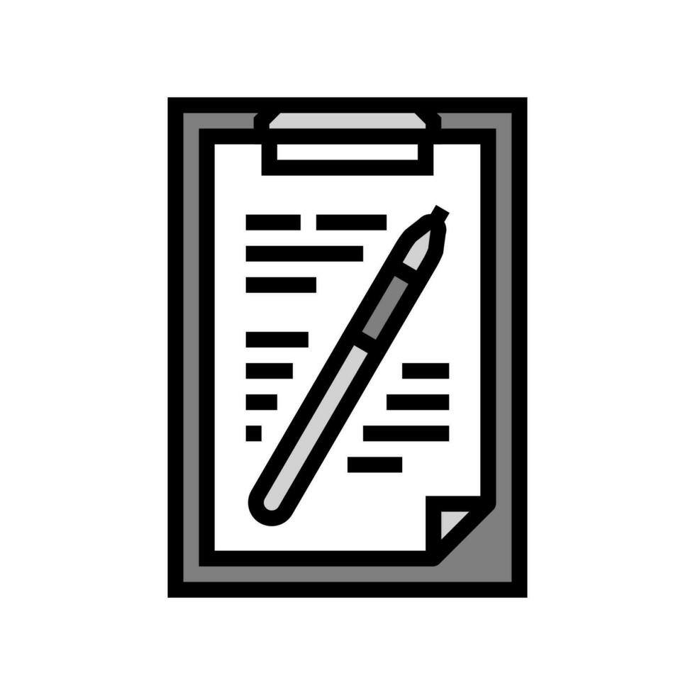 clipboard pen list color icon vector illustration