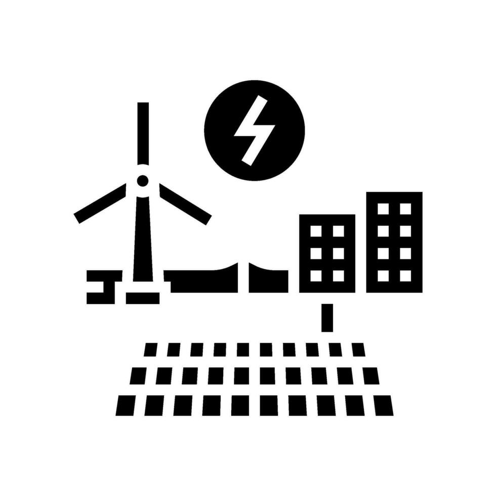 renewable integration energy glyph icon vector illustration