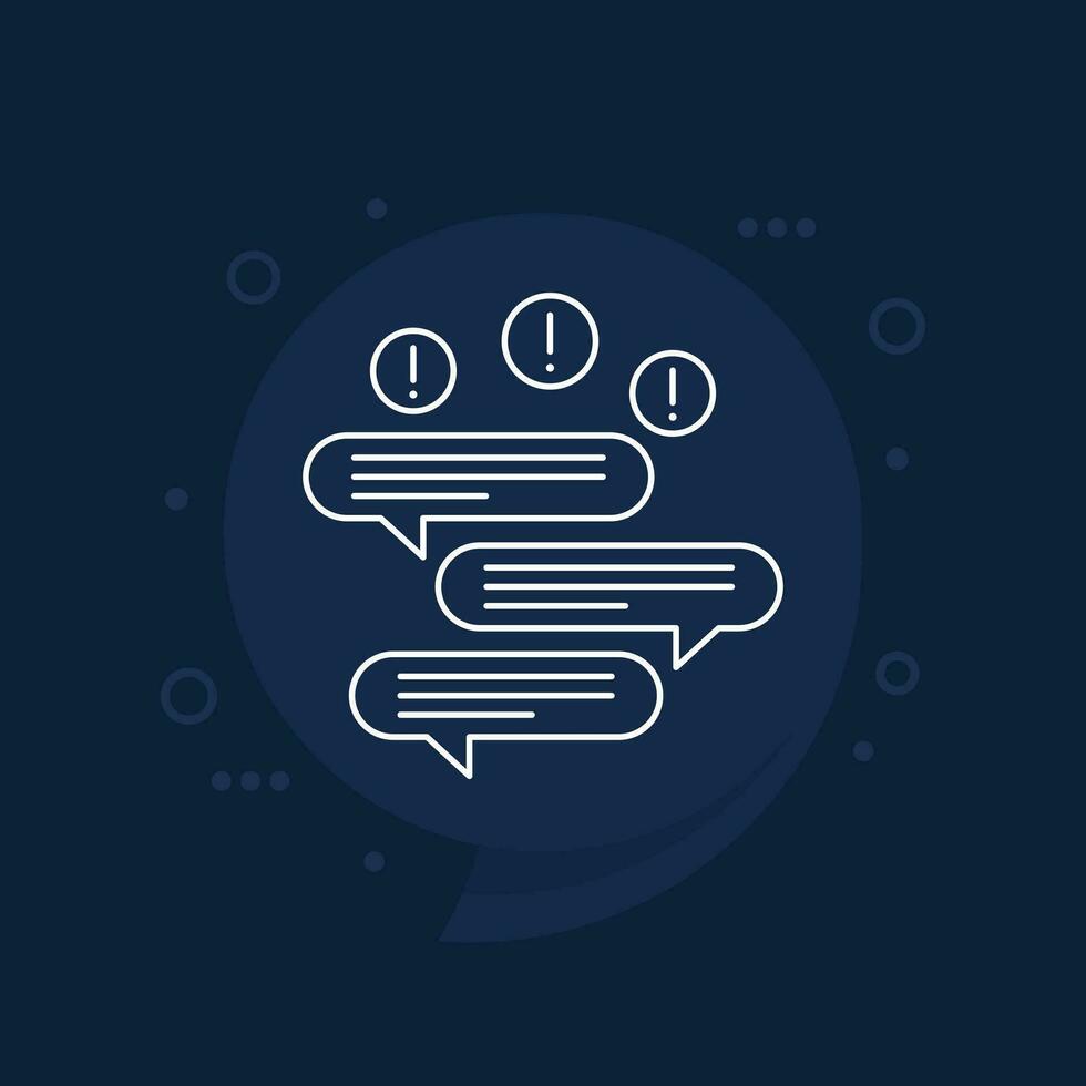 too many emails and messages line icon, vector
