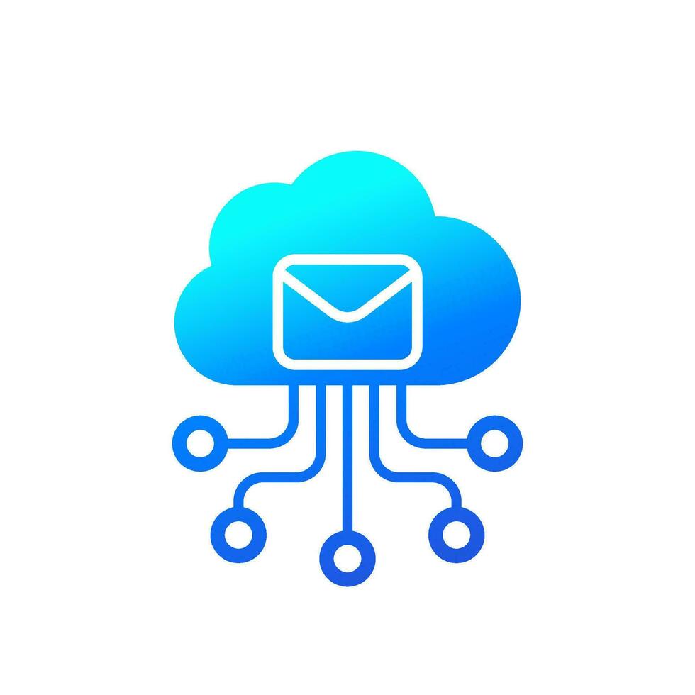 correo electrónico automatización, saas icono con nube, vector
