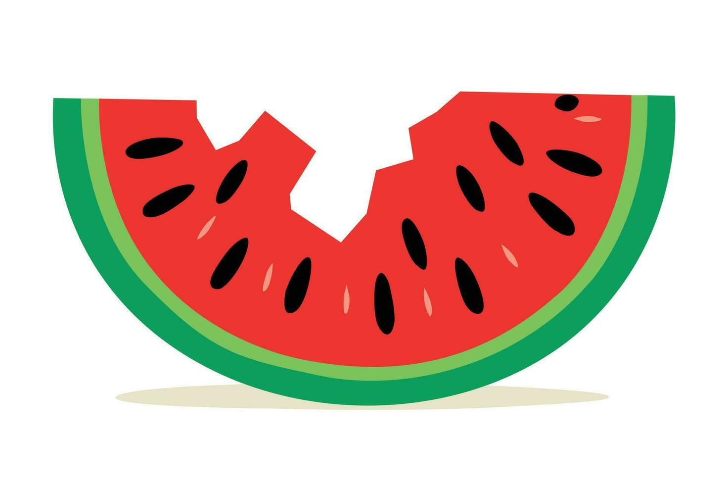 Bitten red watermelon slice vector. Slice of red watermelon clipart. vector