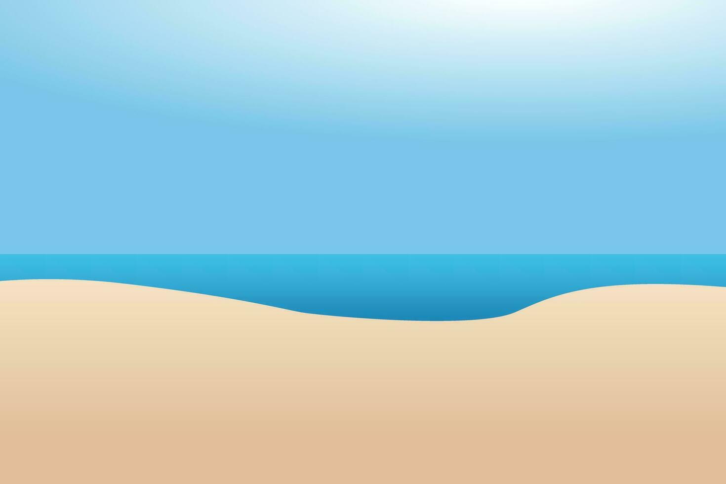 Seashore flat landscape background vector. Including sea, sand, beach and blue sky. Vector illustration